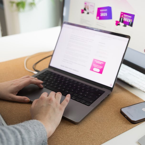 Person using a laptop to browse a website