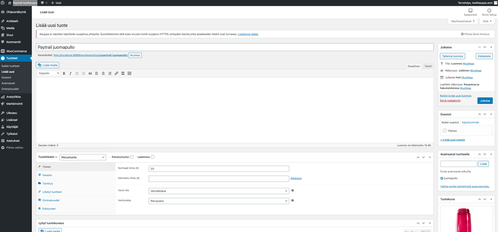 woocommerce-verkkokauppa-alusta-testissä-tuotteen-lisääminen